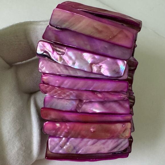 Fashion Pearl Essence Shell Purple Stretch Bracelet - Picture 5 of 5